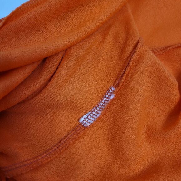 VINTAGE 70s dress orange tangerine long sleeve zip up maxi dress disco collar M - Picture 12 of 15